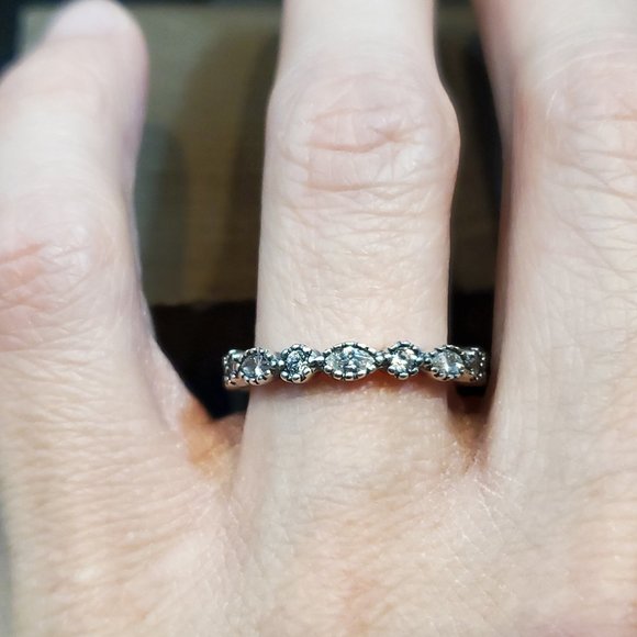 Jewelry - Size 8 925 Sterling Silver Cubic Zirconia Round And Marquise Gem Ring